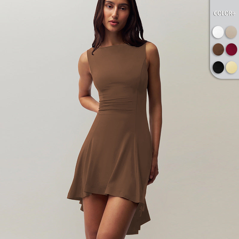 Dame elegant A-linje kjole med asymmetrisk søm og blødt struktureret overflade Stilla