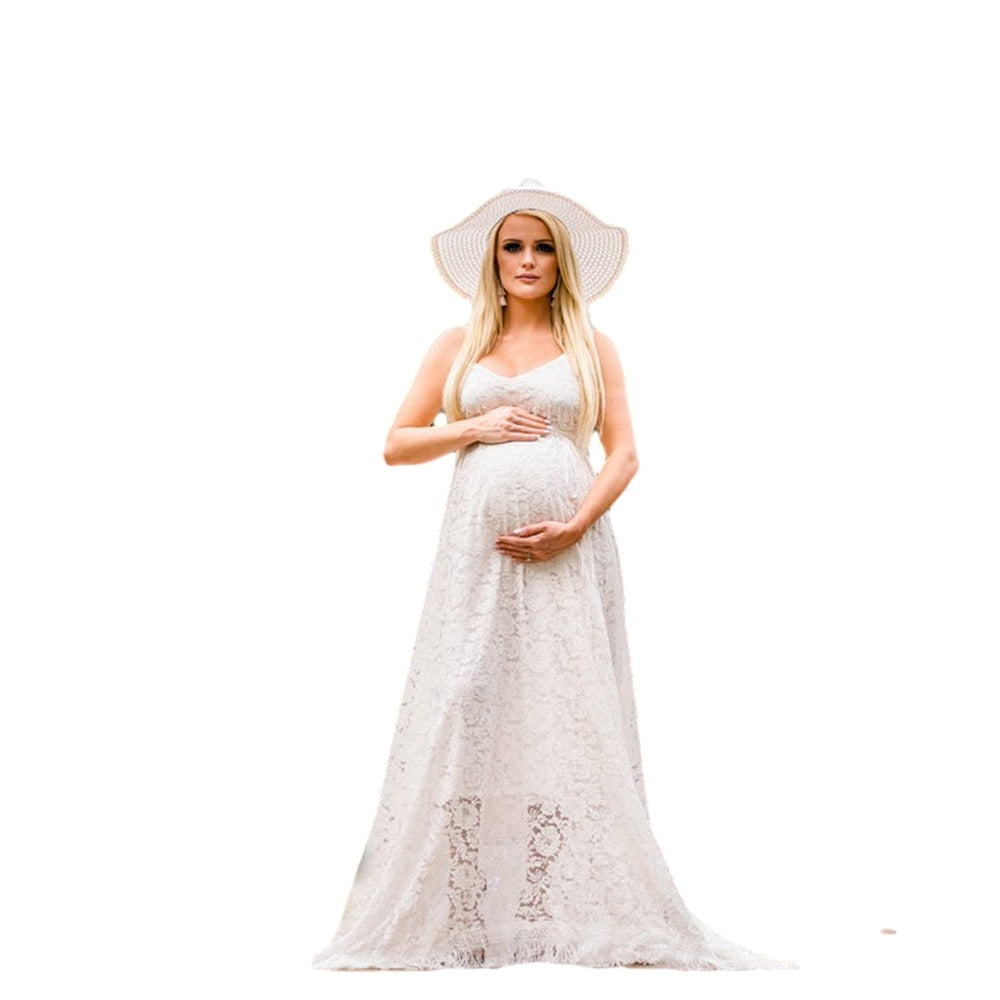 Dame Elegant Blonde Graviditet Maxi Kjole Stilla
