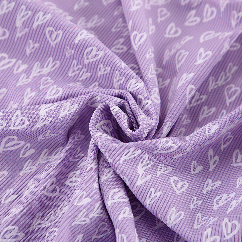 Dame cropped top og shorts sæt med hjerte mønster Stilla