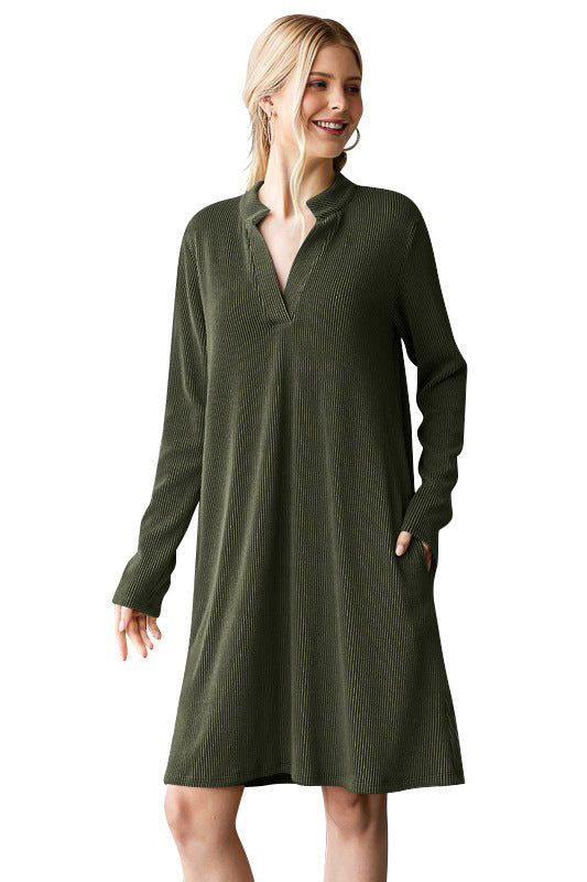 Dame afslappet fritidskjole med struktureret stof og praktiske lommer Stilla