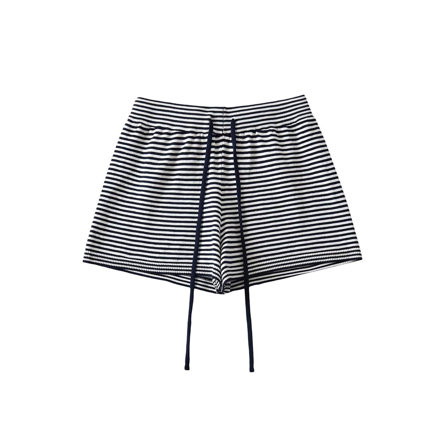 Dame Casual stribede shorts med snor i taljen Stilla