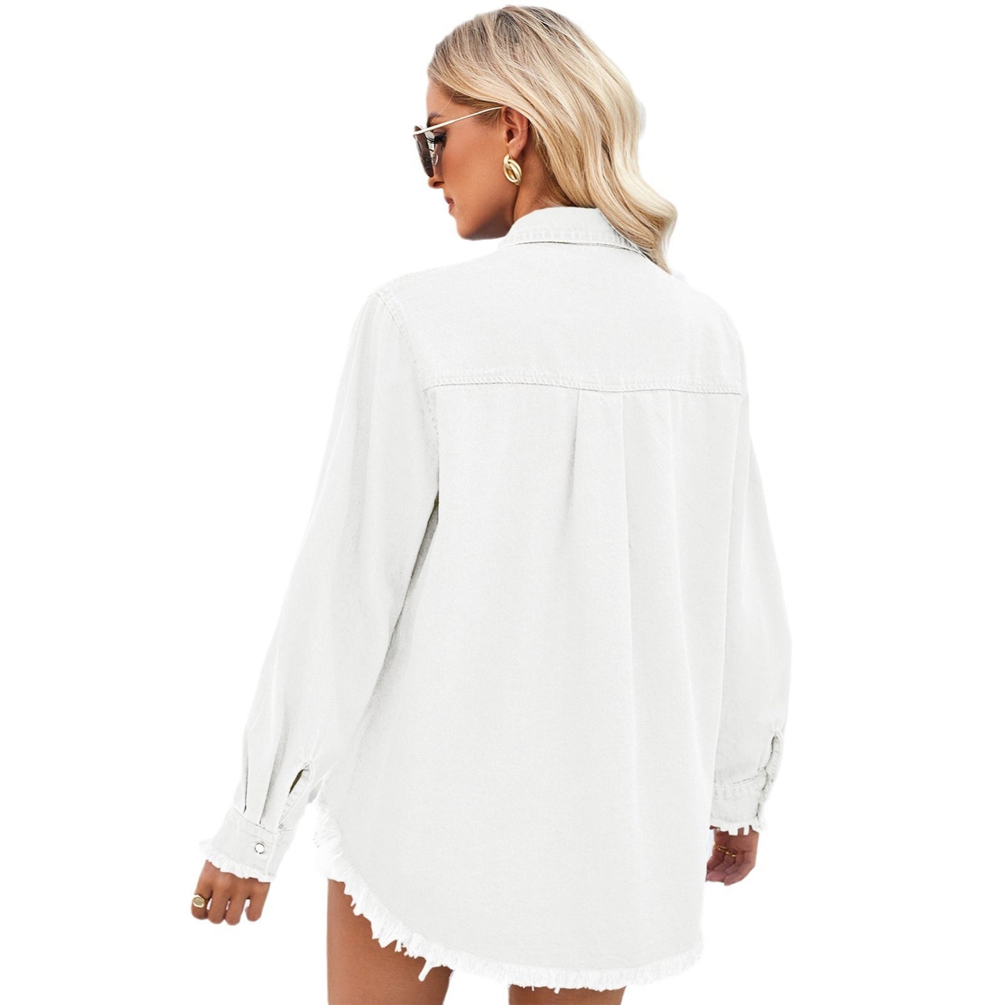 Dame Denim Skjorte med Paillet-detalje Stilla