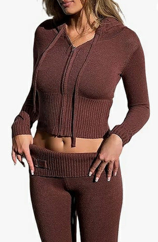 Dame Stilfuldt Strik Loungewear Sæt Stilla