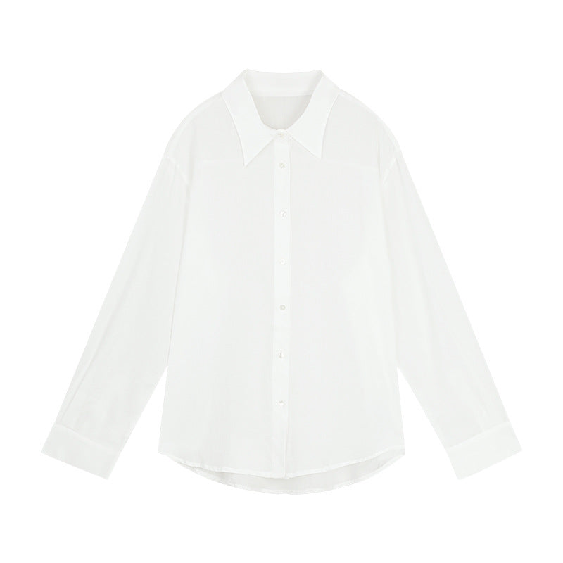 Dame elegant bluse med fin vævstruktur og klassiske knapdetaljer Stilla