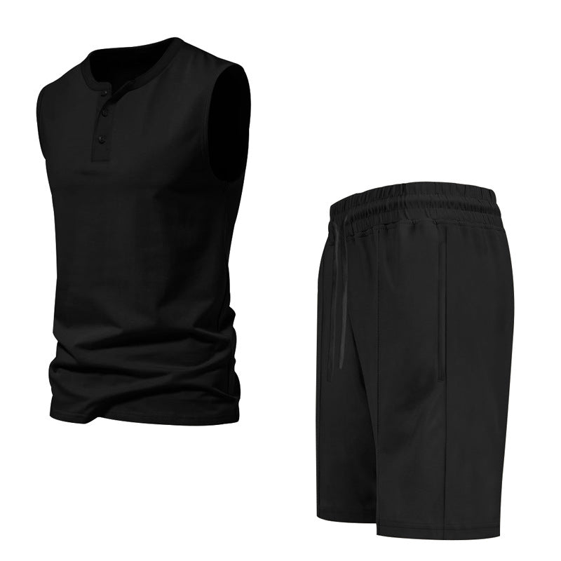 Herrer ærmeløs træningsoverdel og shorts-sæt lavet af åndbart materiale Stilla