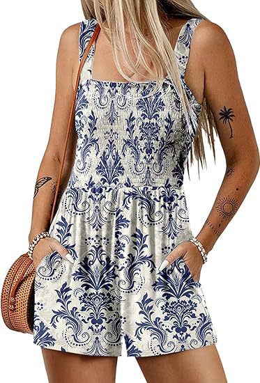 Dame jumpsuit med florale detaljer og praktiske lommer Stilla