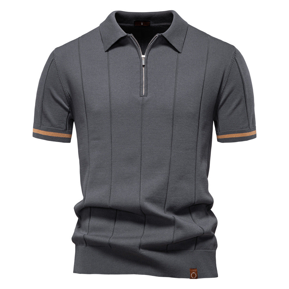 Herre polo T-shirt med sporty lynlås Stilla