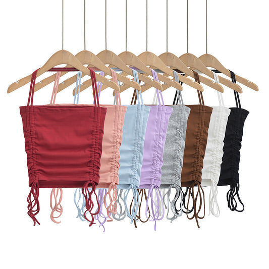 Dame Crop-Top med rynket design og justerbare stropper Stilla