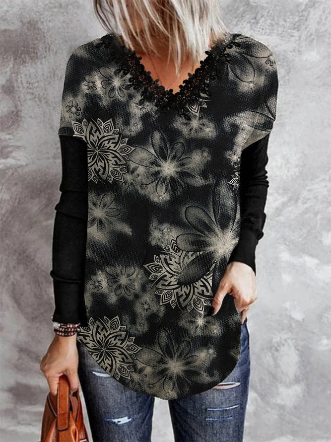 Stilla | Stilet Print V-Hals Blonde Lange Ærme Raglan T-shirt