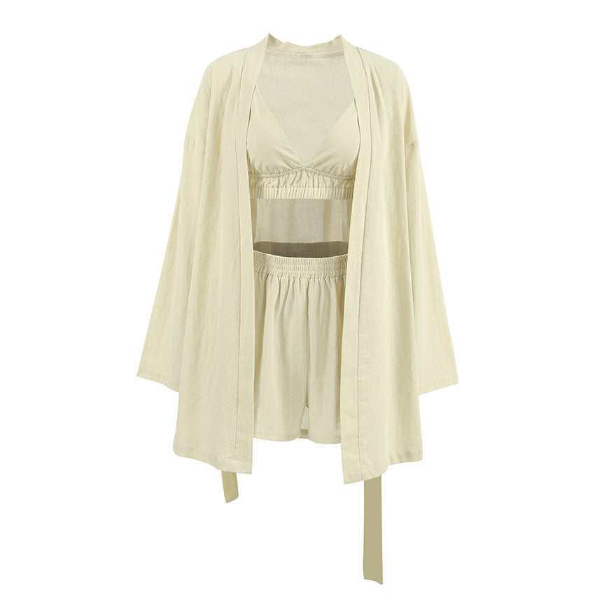 Dame afslappet lounge-sæt med cropped top og shorts Stilla