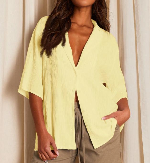 Dame afslappet skjorte med struktureret væv Stilla