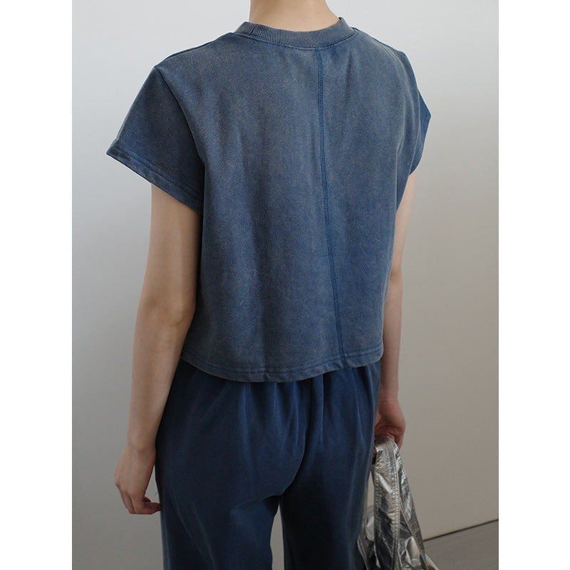 Dame afslappet crop-top med moderne design og elastiske bukser Stilla