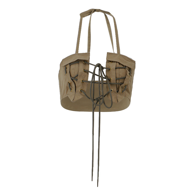 Dame Crop-Top med snøring og justerbare stropper Stilla