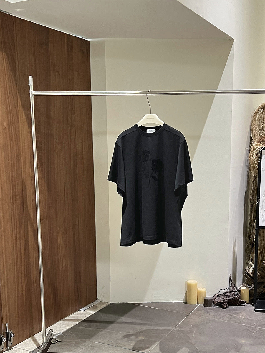 Dame afslappet oversized T-shirt med blomstermotiv Stilla