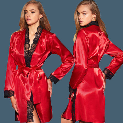 Dame sensuelle satin-kjoler med blondebånd Stilla