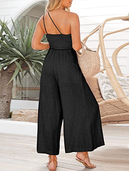 Stilla | One Shoulder Bred Ben Fast Farvet Jumpsuit