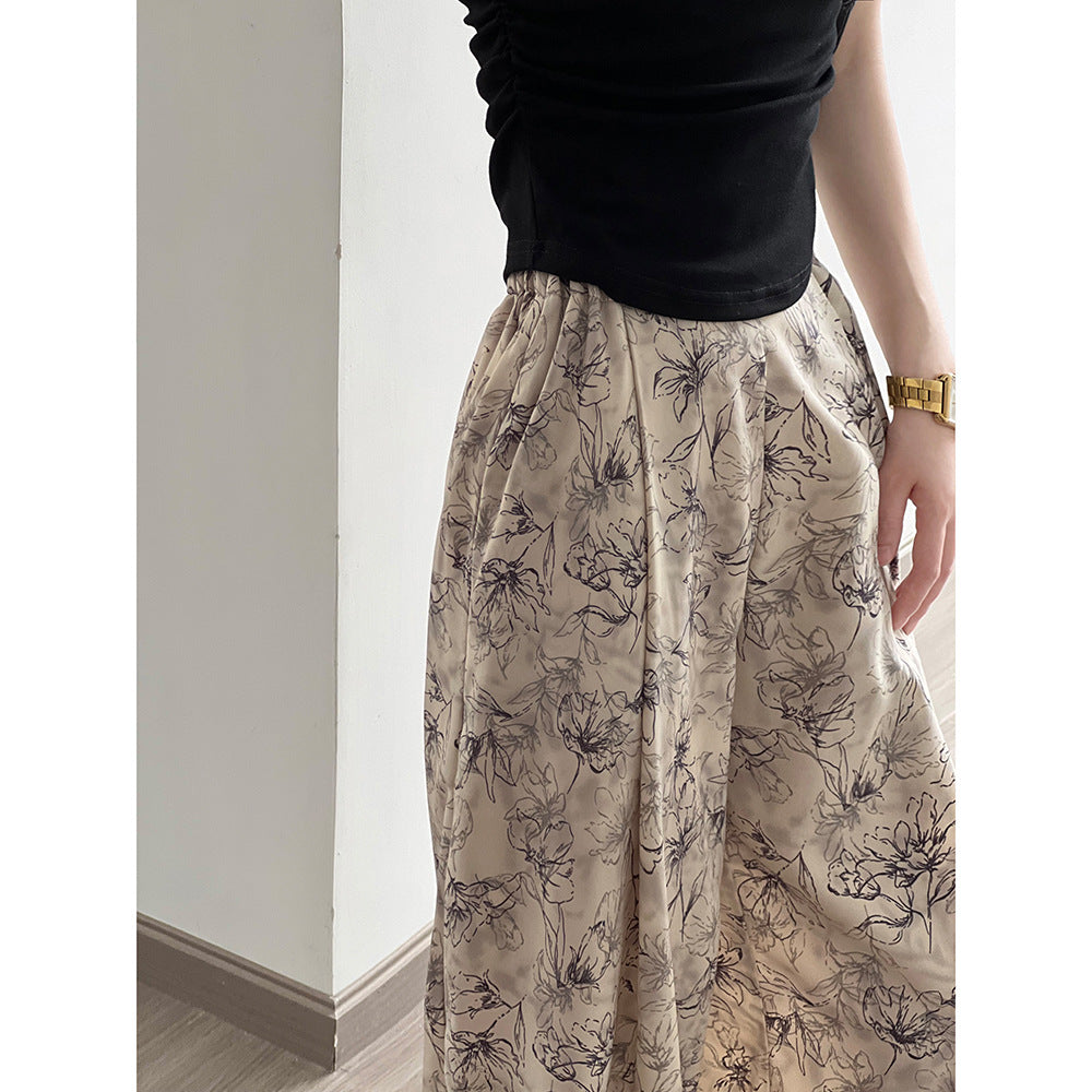 Dame elegant chiffon-bukser med blomsterdesign Stilla