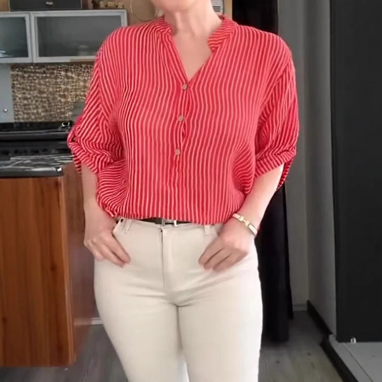 Dame afslappet skjorte med struktur Stilla