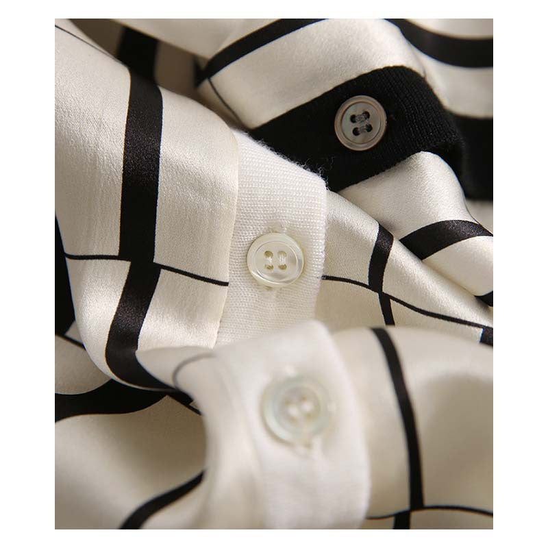 Dame elegant bluse med geometrisk design og knapfri udskæring Stilla