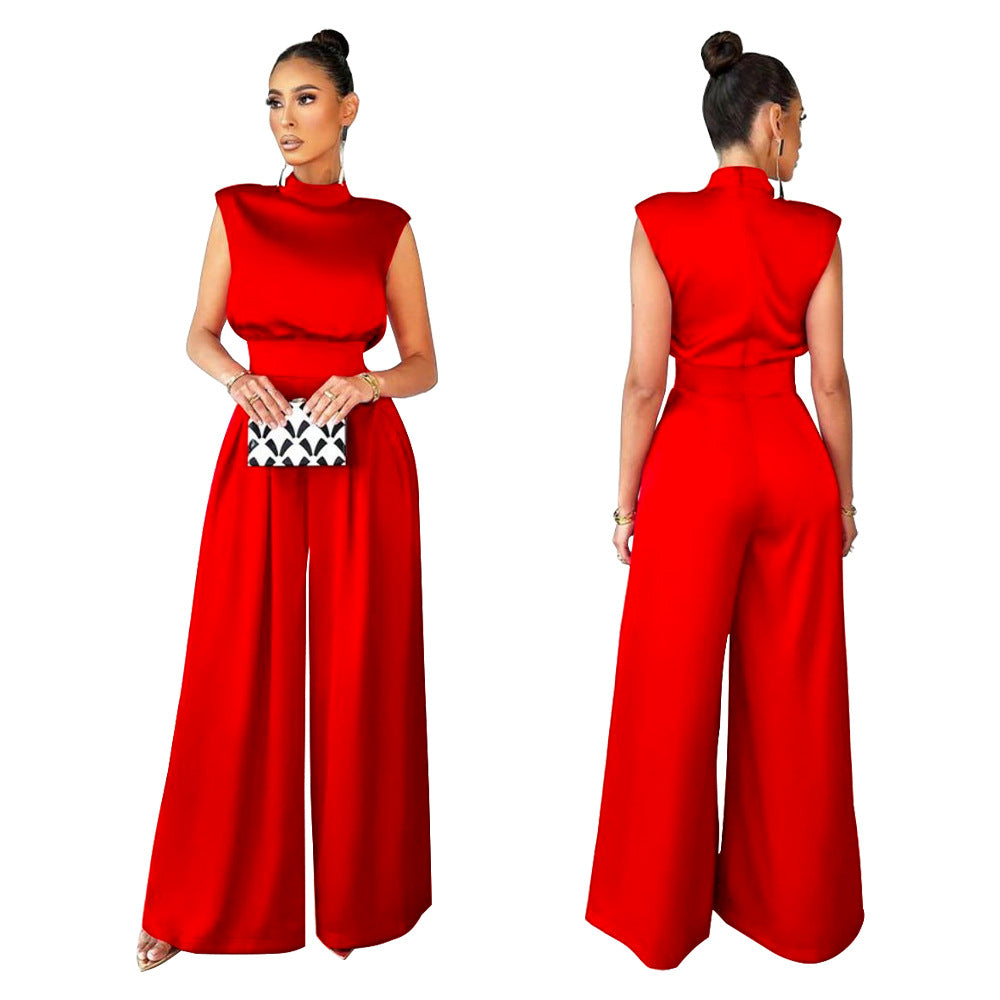 Dame Elegant Jumpsuit med taljeaccenter og høj hals Krave Stilla