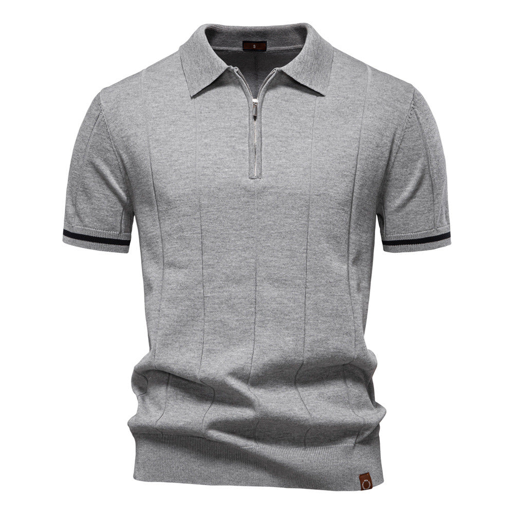 Herre polo T-shirt med sporty lynlås Stilla