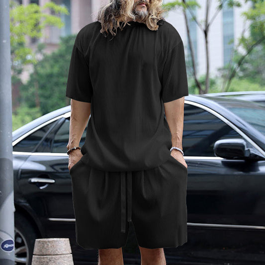 Herrer afslappet sæt lavet af åndbart materiale med kortere top og elastiske shorts Stilla