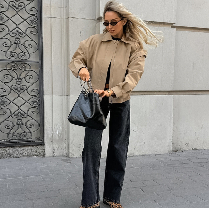 Dame afslappet oversized jakke med moderne snit og praktiske lommer Stilla