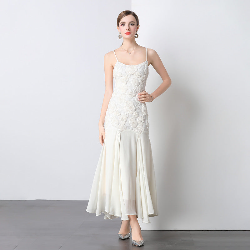 Dame Elegant Floral Dekoreret Aftenkjole Stilla