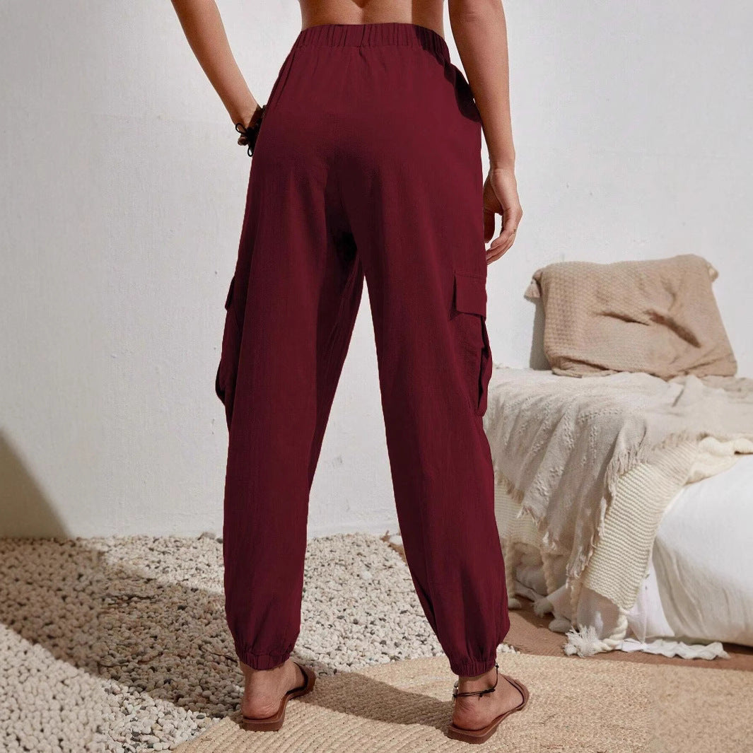 Dame afslappet cargo-bukser med elastisk talje og praktiske lommer Stilla