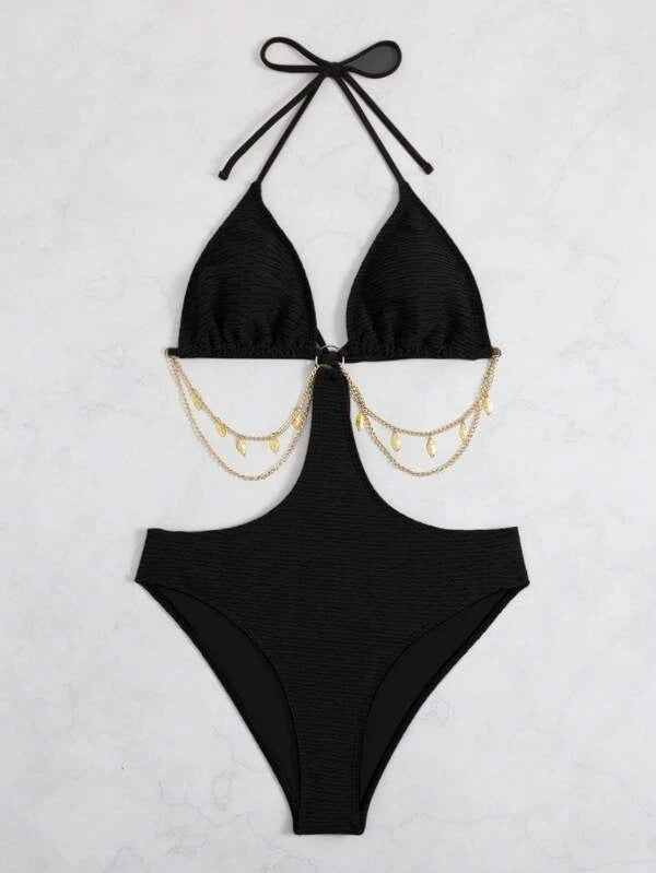 Dame Cut-Out Detalje Trekants Bikini Sæt Stilla