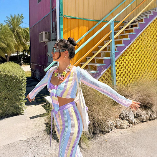 Dame Haremshorts med farverigt netdesign Stilla