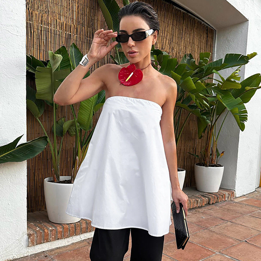 Dame afslappet bandeau-top med svingende snit og åndbart materiale Stilla