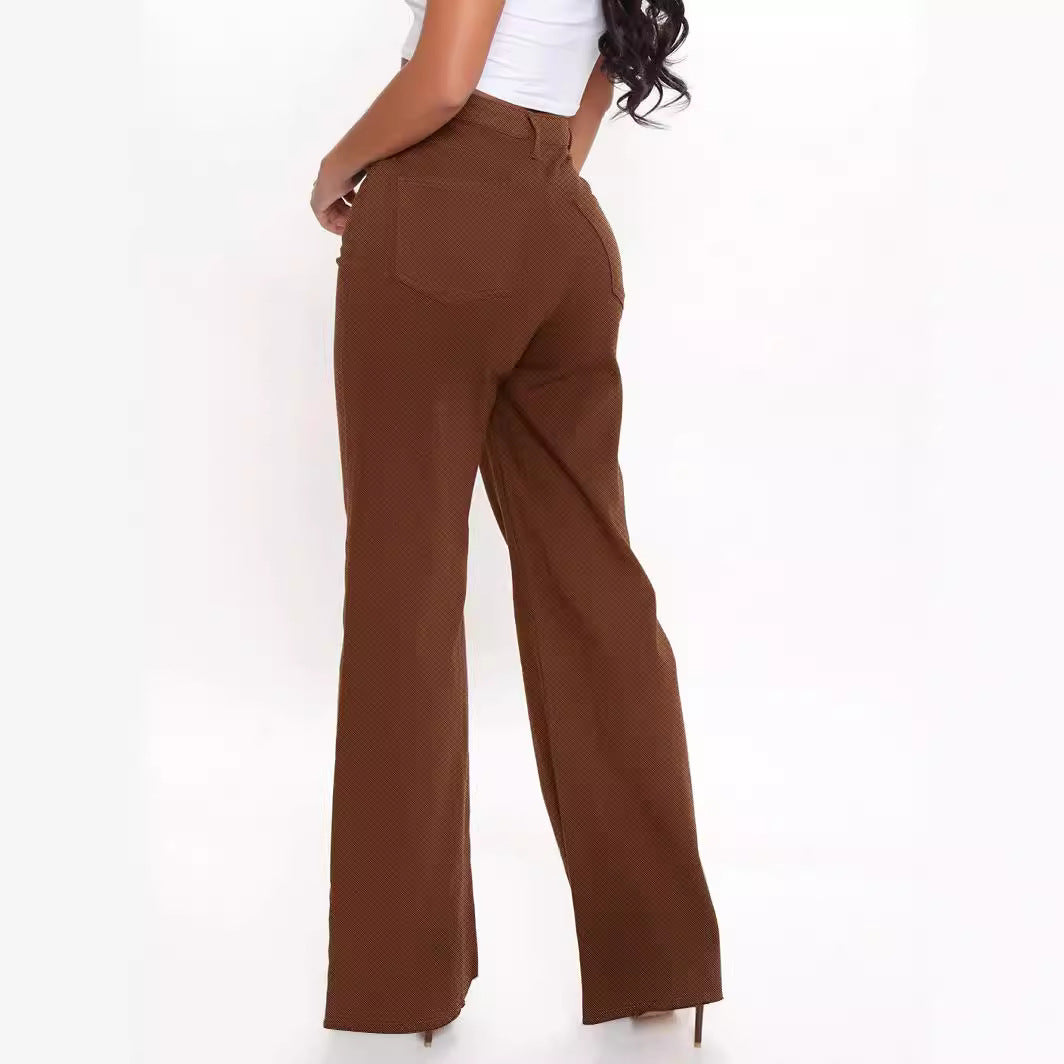 Dame afslappede højtaljede jeans i bred pasform med elegante sømdetaljer Stilla