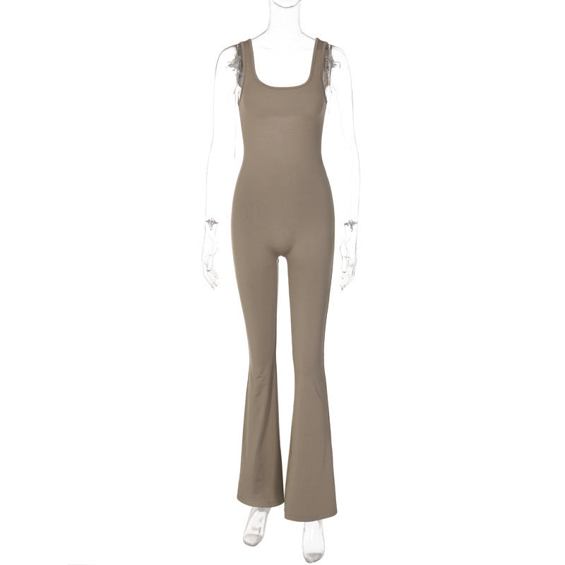 Dame Figurtilpasset Jumpsuit med bred ben og flæsedetaljer Stilla
