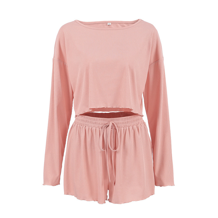 Dame afslappende loungewear-sæt med cropped top og shorts Stilla