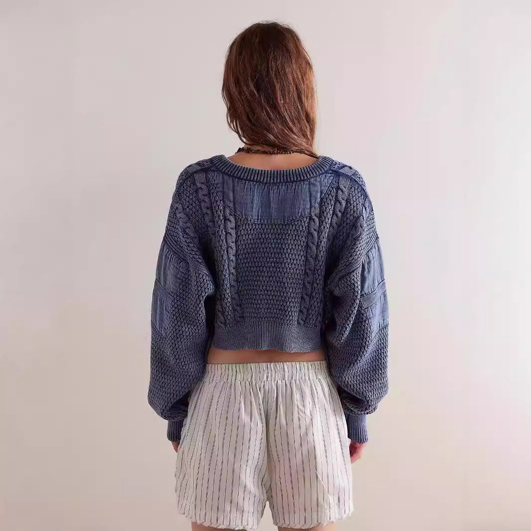 Dame afslappet og asymmetrisk strikcardigan med dekorative strukturmønstre Stilla