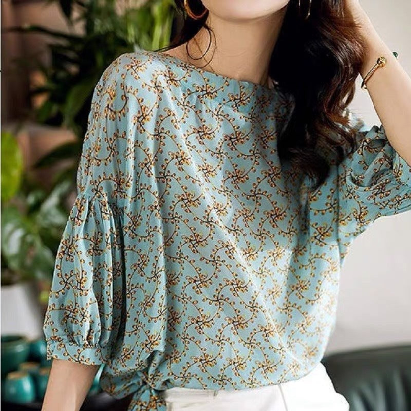 Dame afslappet bluse med puffærmer Stilla