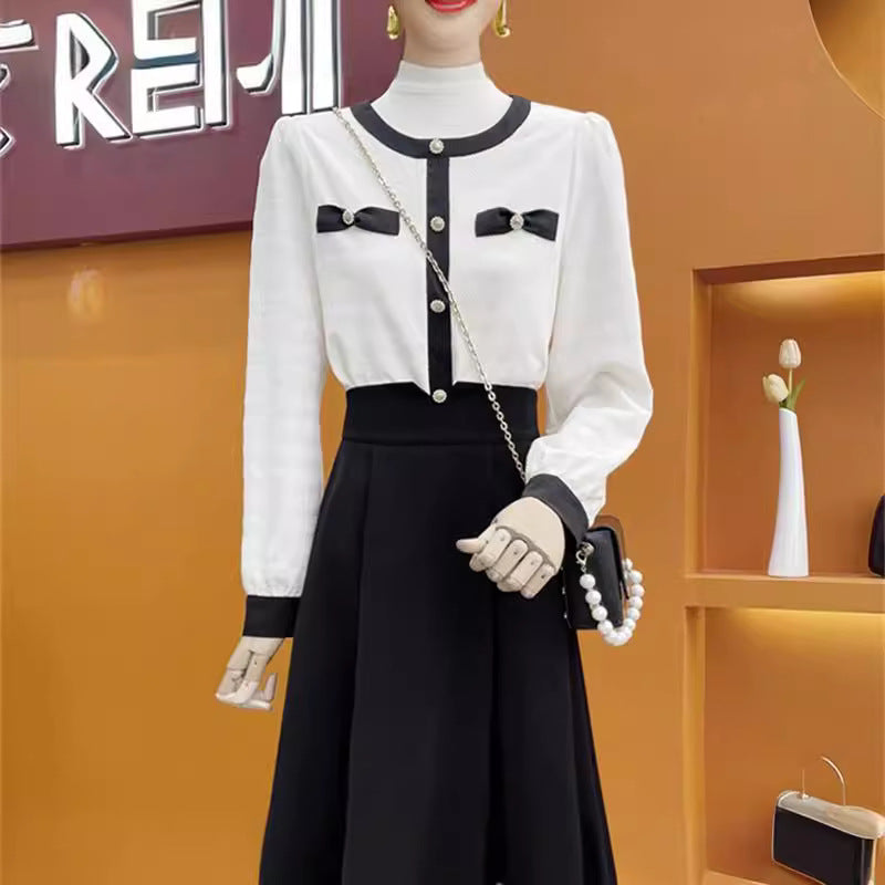 Dame elegant bluse med dekorative sløjfer og knapdetaljer Stilla