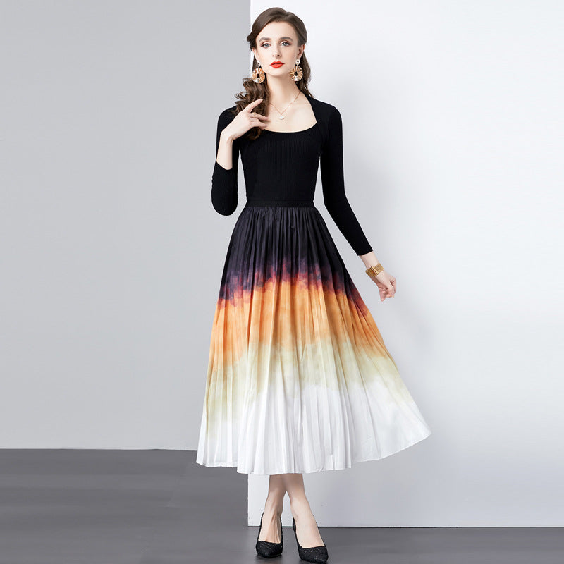 Dame Elegant Faldemaxi-Nederdel Stilla