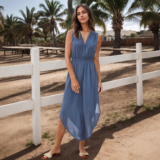 Dame Elegant Jumpsuit med dyb V-udskæring og bredt ben Stilla