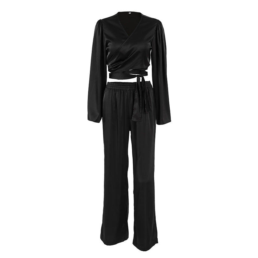 Dame elegant cropped-top med bred ærme og elastisk bund Stilla