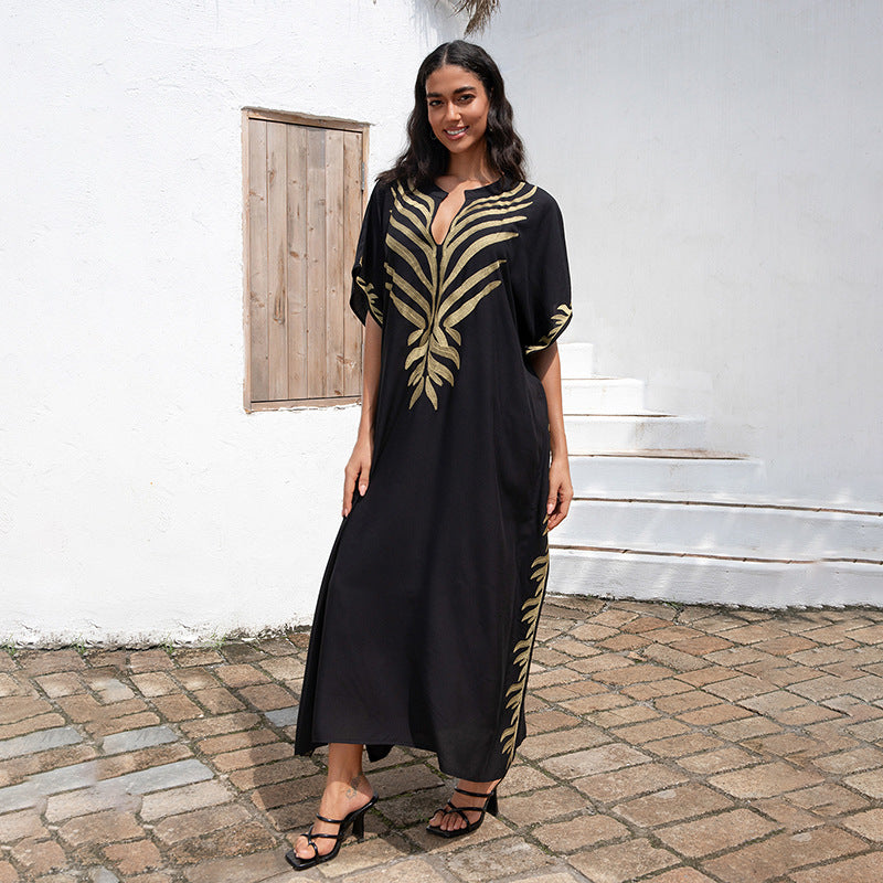 Dame elegant kaftan med kunstfærdigt gulvmønster Stilla