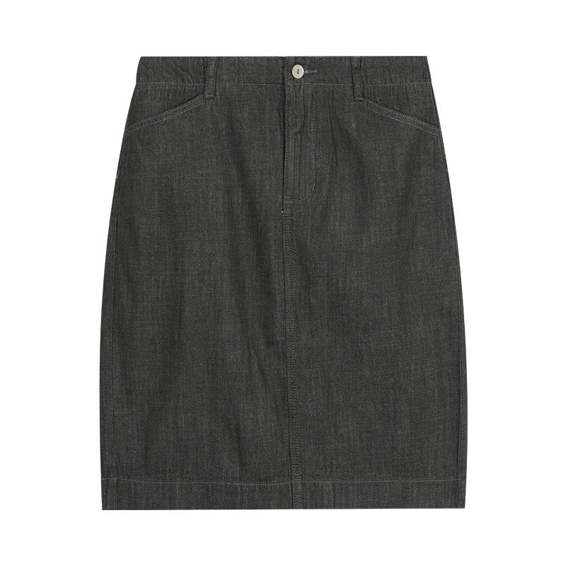 Dame Denim blyant nederdel med høj talje og praktiske lommer Stilla