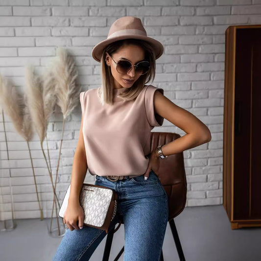 Dame Elegant Bluse med afslappet snit og skulderpuder Stilla