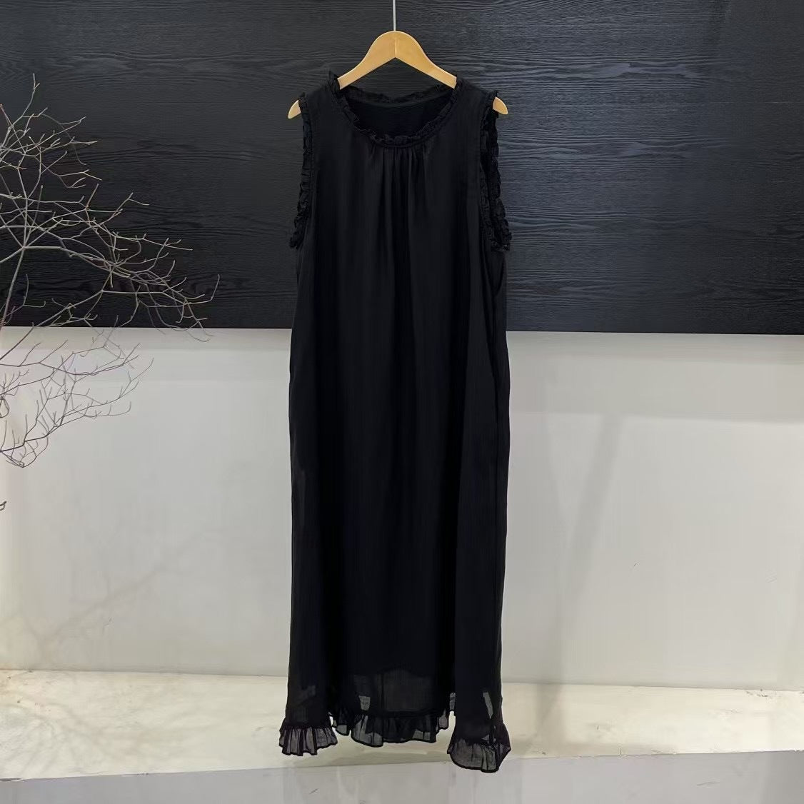Femme Elegante Rynkende Lange Maxi Kjole Stilla