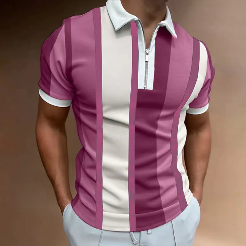 Herre poloshirt med moderne lynlås og stilfuldt stribemønster Stilla
