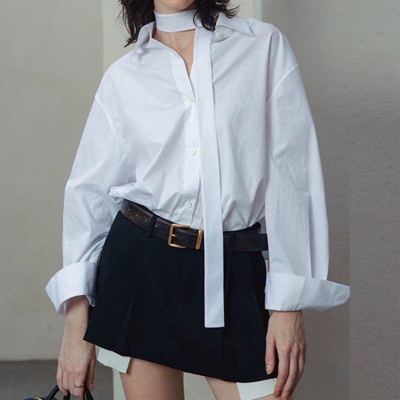 Dame elegant bluse med smart sløjfe og moderne snit Stilla