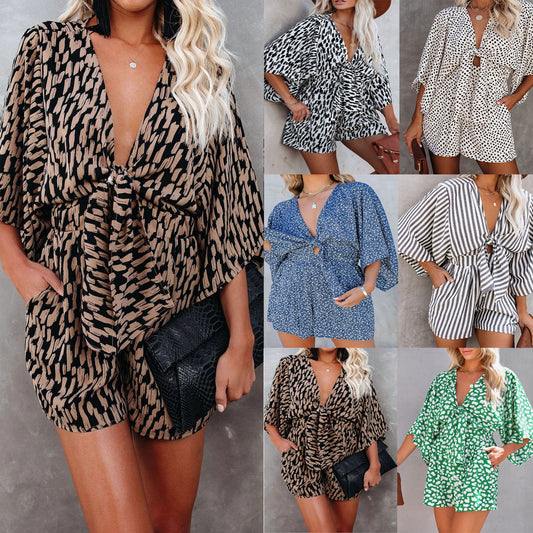 Dame Let og luftig sommer jumpsuit sæt med knude detalje Stiila