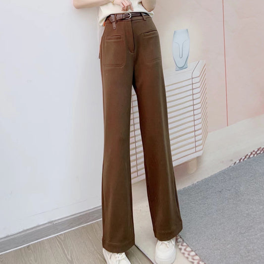 Dame Elegant Høj Talje Bukser med lige snit og praktiske lommer Stilla