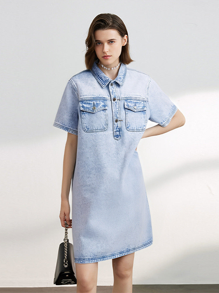 Dame Denim Skjortekjole Stilla